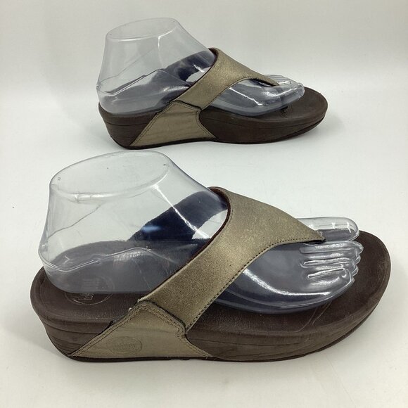 FitFlop Women’s Lulu Gold Toe-Post Slip On Platform Thong Sandals Size 6 - Picture 6 of 10